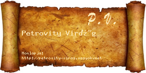 Petrovity Virág névjegykártya